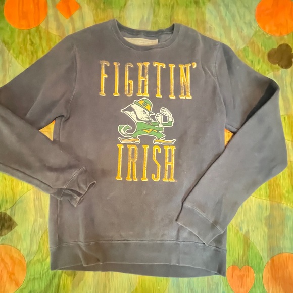 University T Notre Dame Sweatshirt Long Sleeve Fighting Irish Blue Green Small. - Picture 2 of 7